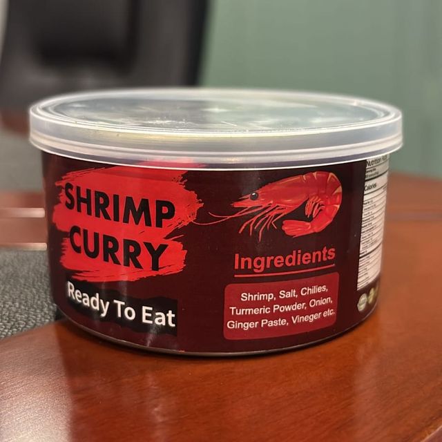 A can of Prime Harvest Shrimp Curry